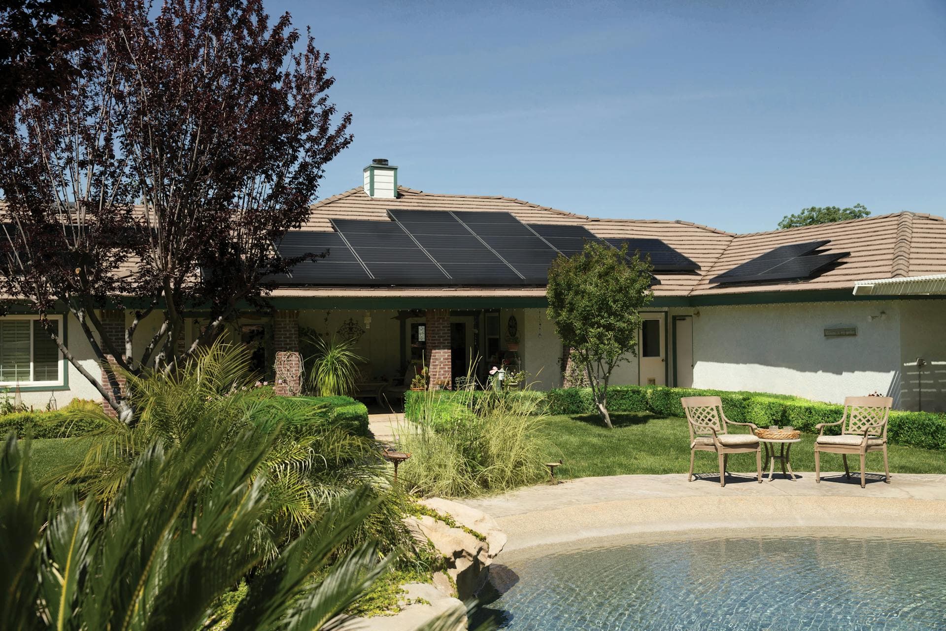 Solar panels on house roof